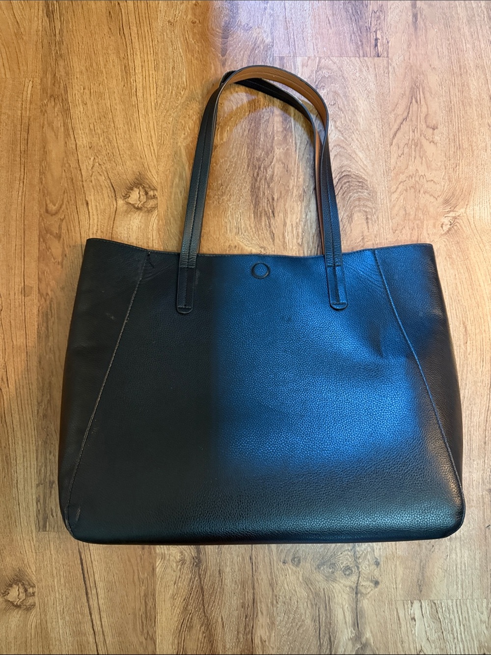 Classic Black Leather Tote Bag
